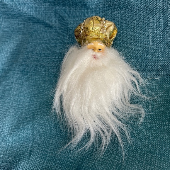 Kurt Adler Other - VINTAGE Kurt Adler Jeweled Gold Santa Head Christmas Tree Ornament